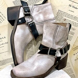 Free People We The Free Briggs Crop Rider Boot Antler Taupe Gray Distressed